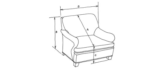 Illustration of Chair Showing How to Measure for Furniture Sun & Dust Covers